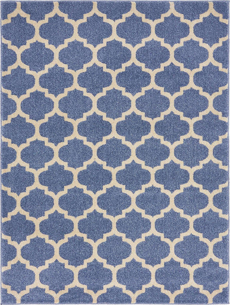 Light Blue 9' x 12' Trellis Rectangle Area Rug