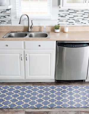 Light Blue 2' 7 x 10' Trellis Runner Area Rug