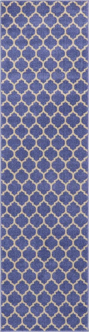 Light Blue 2' 7 x 10' Trellis Runner Area Rug