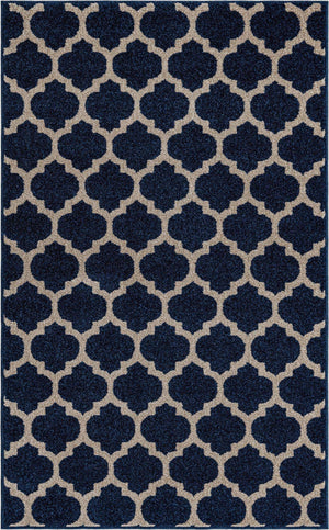 Dark Blue 3' 1 x 5' 3 Trellis Rectangle Area Rug
