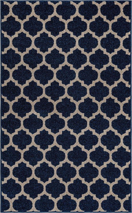 Dark Blue 3' 1 x 5' 3 Trellis Rectangle Area Rug