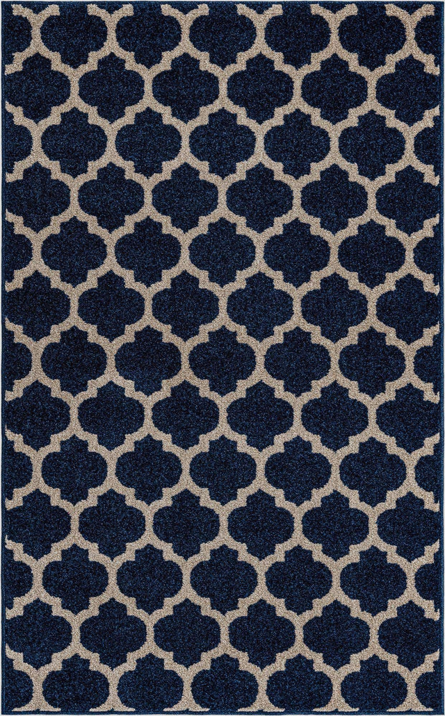 Dark Blue 3' 1 x 5' 3 Trellis Rectangle Area Rug