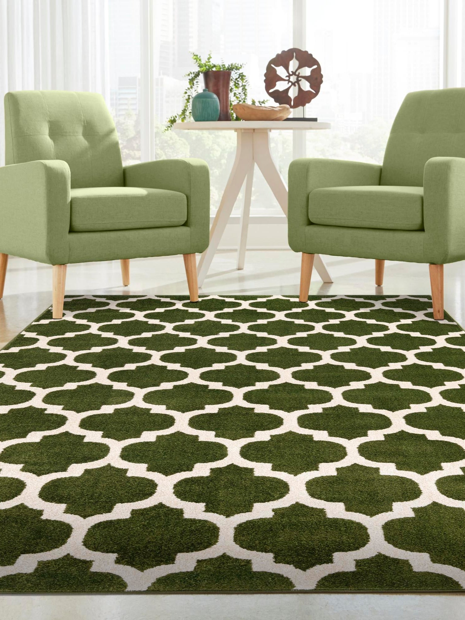 Dark Green 3' 1 x 5' 3 Trellis Rectangle Area Rug
