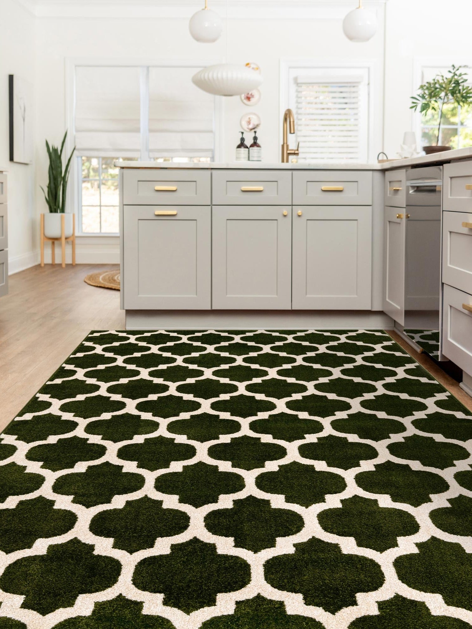 Dark Green 9' x 12' Trellis Rectangle Area Rug