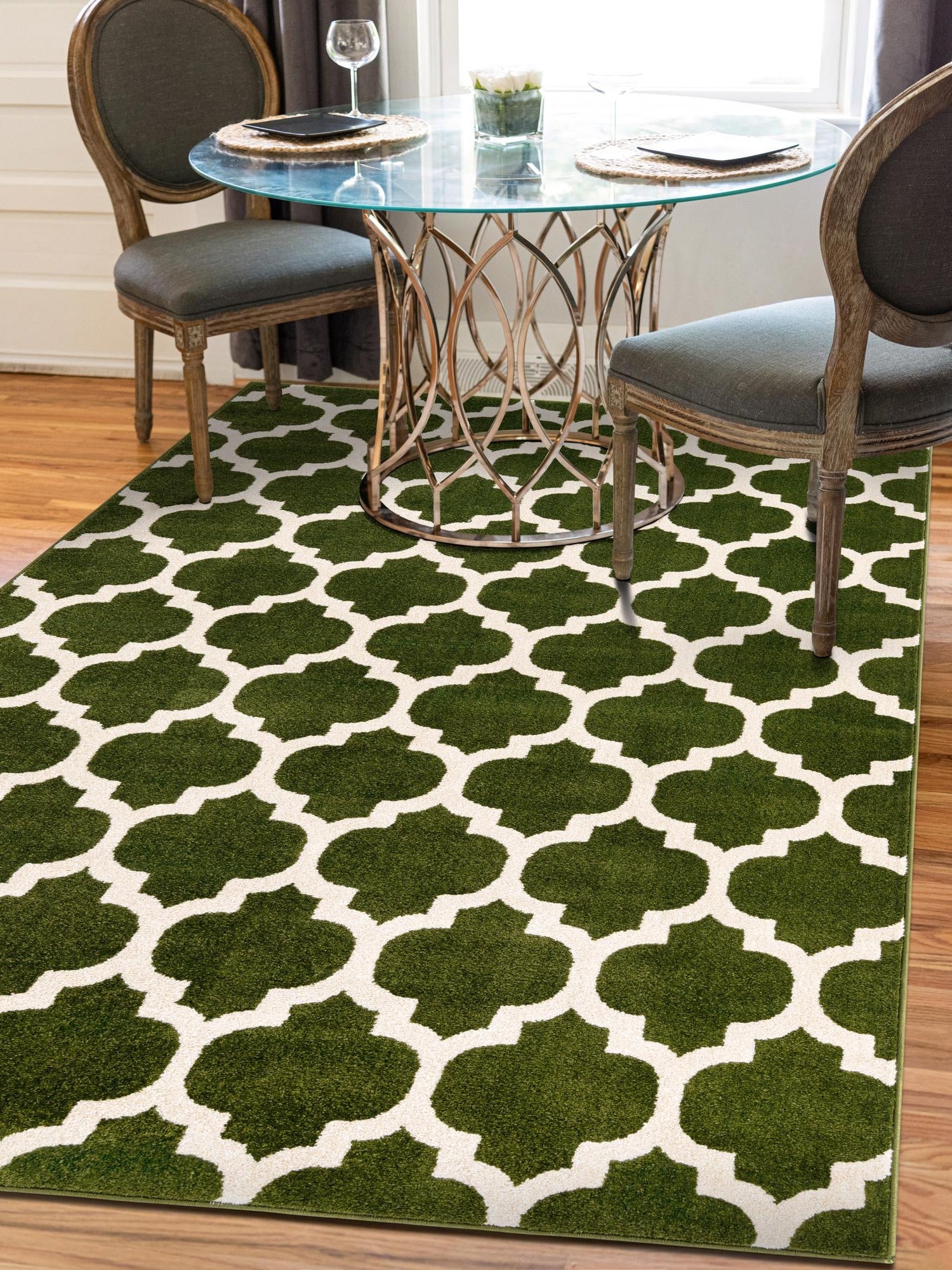 Dark Green 7' 1 x 10' Trellis Rectangle Area Rug