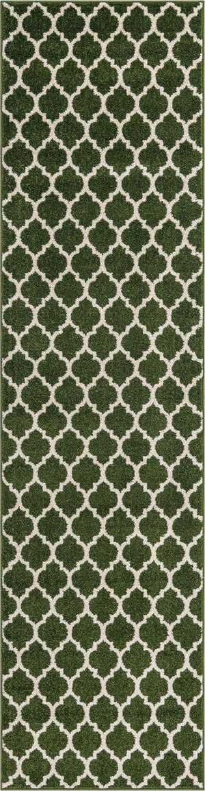 Dark Green 3' x 10' Trellis Runner Rug