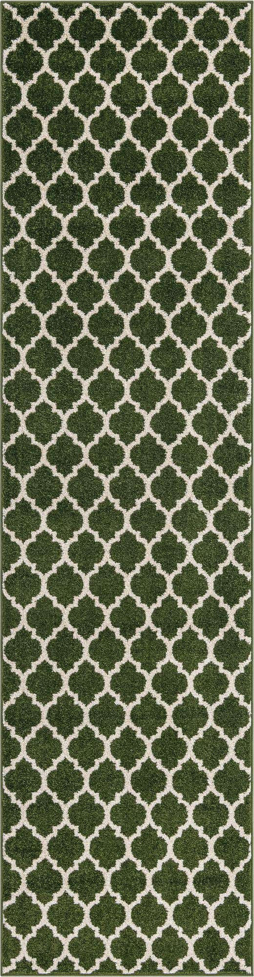 Dark Green 3' x 10' Trellis Runner Rug