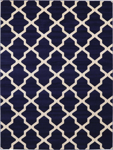 Navy Blue 9' x 12' Trellis Rectangle Area Rug