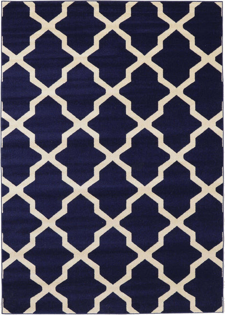 Navy Blue 7' 1 x 10' Trellis Rectangle Area Rug