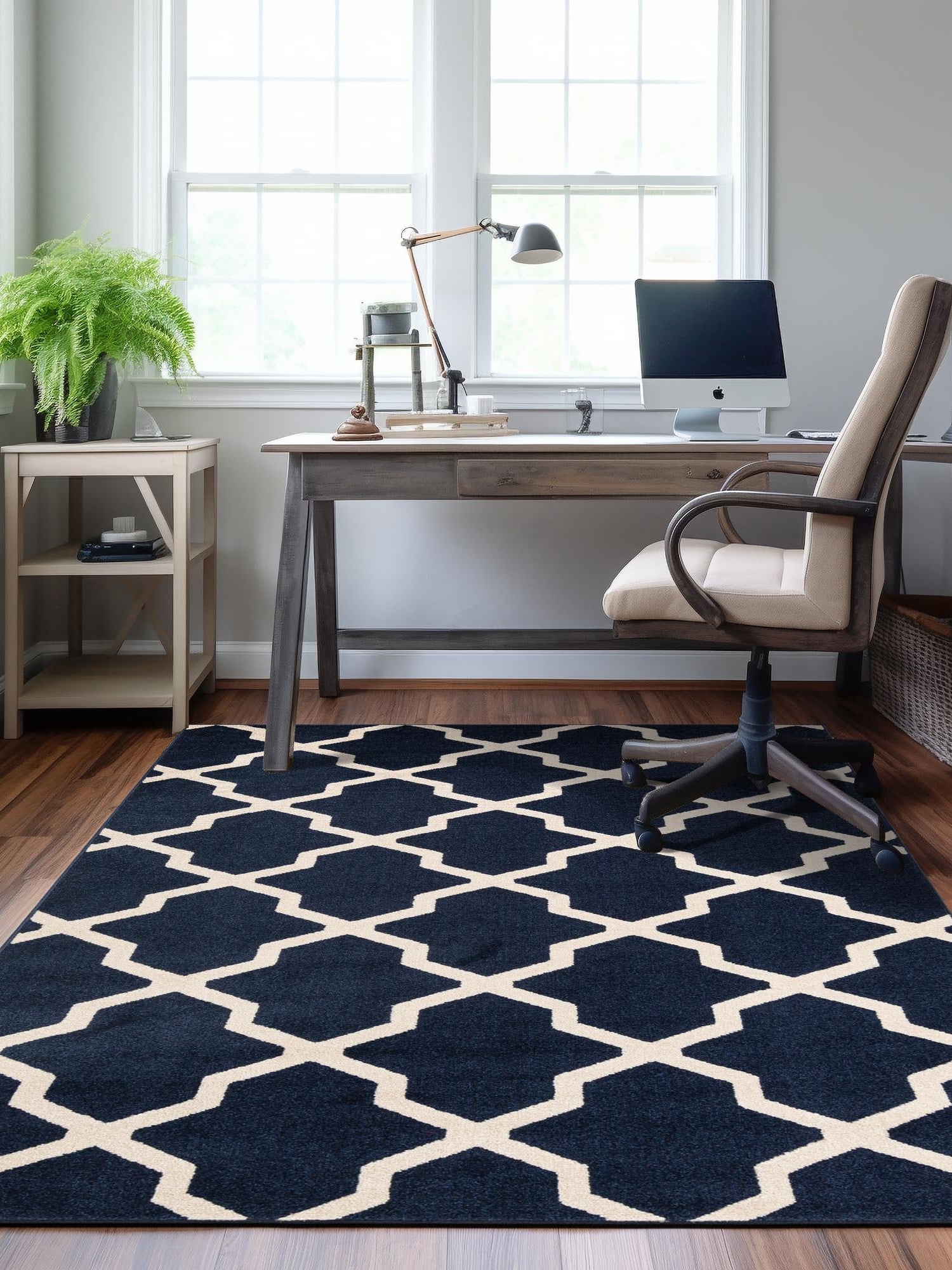 Navy Blue 5' 3 x 8' Trellis Rectangle Area Rug
