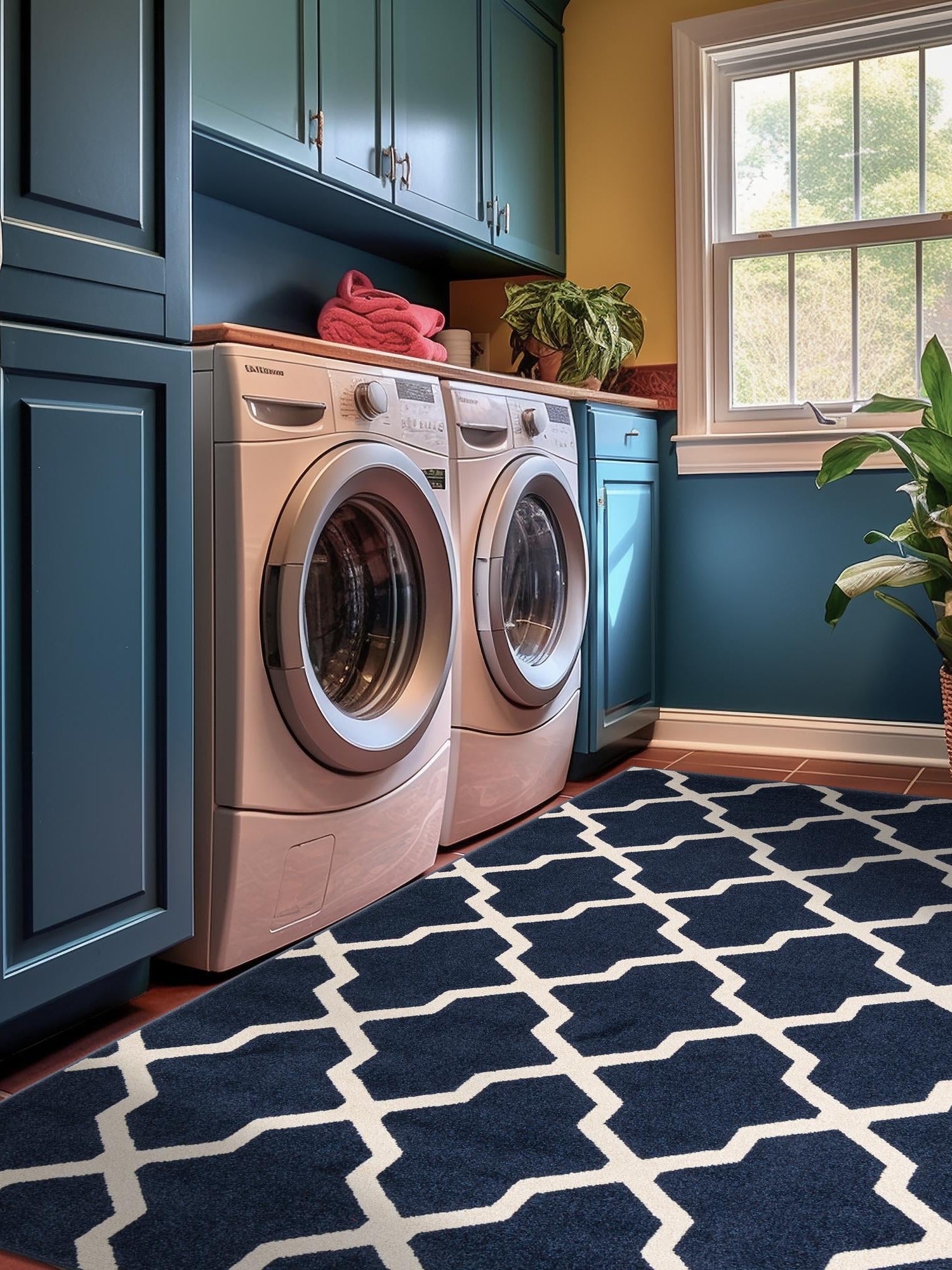 Navy Blue 9' x 12' Trellis Rectangle Area Rug