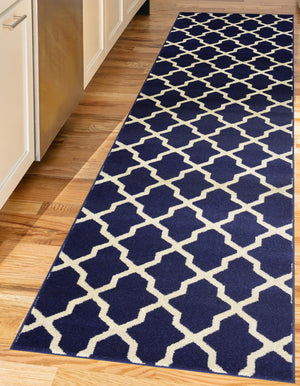 Navy Blue 2' 7 x 10' Trellis Runner Area Rug