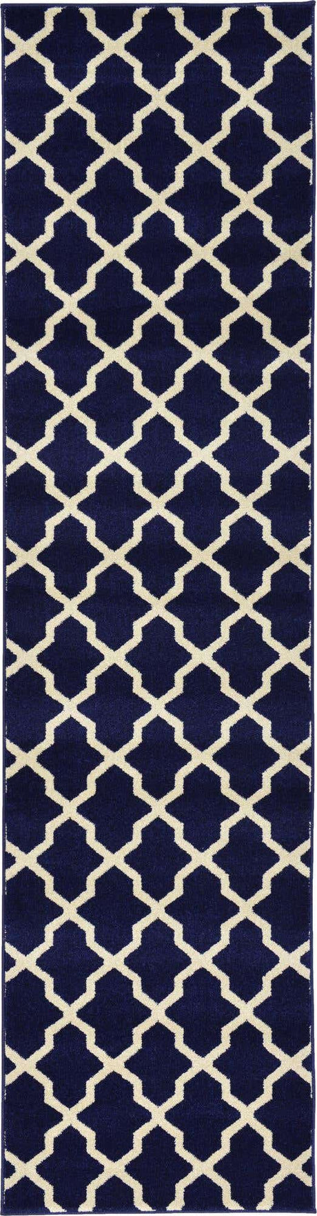 Navy Blue 2' 7 x 10' Trellis Runner Area Rug