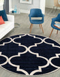 Navy Blue 7' 10 x 7' 10 Trellis Round Area Rug