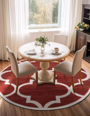 Rust Red 6' 1 x 6' 1 Trellis Round Area Rug