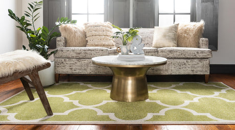 Green 3' 3 x 5' 3 Trellis Rectangle Area Rug Geometric Modern Unique Durable Easy Clean Carpet for Contemporary Interior Design for Sale at Rug Engine