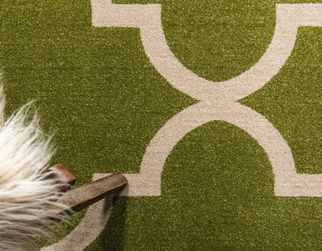 Green 3' 3 x 5' 3 Trellis Rectangle Area Rug Geometric Modern Unique Durable Easy Clean Carpet for Contemporary Interior Design for Sale at Rug Engine