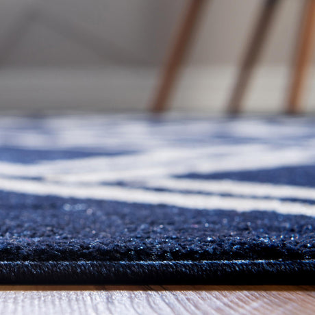 Navy Blue 3' 3 x 3' 3 Trellis Round Area Rug Geometric Modern Unique Durable Easy Clean Carpet for Contemporary Interior Design for Sale at Rug Engine