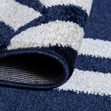 Navy Blue 3' 3 x 3' 3 Trellis Round Area Rug Geometric Modern Unique Durable Easy Clean Carpet for Contemporary Interior Design for Sale at Rug Engine