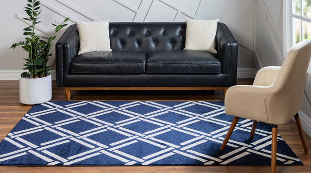 Navy Blue 3' 3 x 5' 3 Trellis Rectangle Area Rug