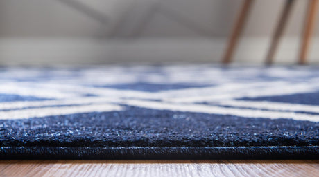 Navy Blue 3' 3 x 5' 3 Trellis Rectangle Area Rug Geometric Modern Unique Durable Easy Clean Carpet for Contemporary Interior Design for Sale at Rug Engine