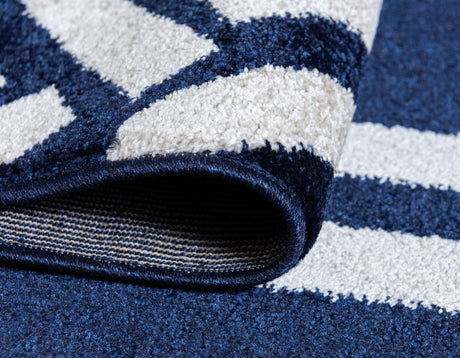 Navy Blue 3' 3 x 5' 3 Trellis Rectangle Area Rug Geometric Modern Unique Durable Easy Clean Carpet for Contemporary Interior Design for Sale at Rug Engine