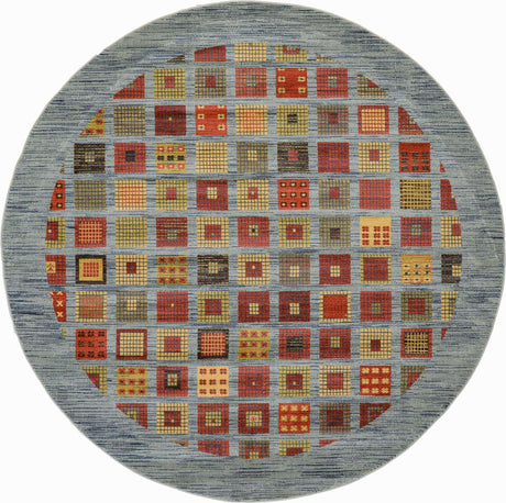 Blue 8' x 8' Fars Round Area Rug 100% Polypropylene Unique Traditional Carpet for Classical Living, Dining Room & Office Spaces for Sale at Rug Engine
