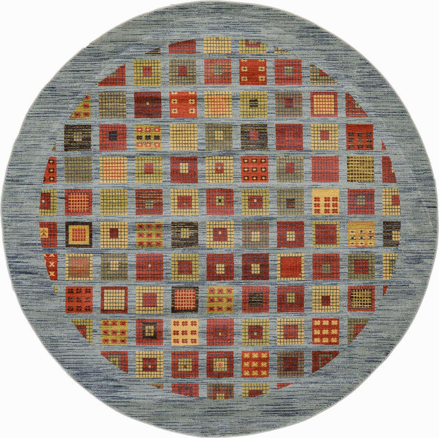 Blue 8' x 8' Fars Round Area Rug 100% Polypropylene Unique Traditional Carpet for Classical Living, Dining Room & Office Spaces for Sale at Rug Engine