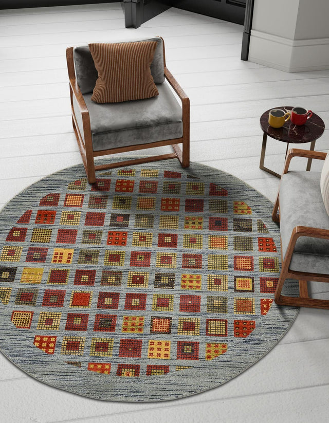 Blue 8' x 8' Fars Round Area Rug 100% Polypropylene Unique Traditional Carpet for Classical Living, Dining Room & Office Spaces for Sale at Rug Engine