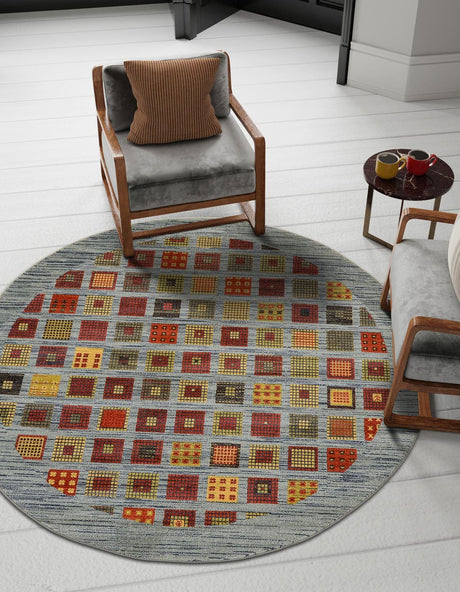 Blue 6' 1 x 6' 1 Fars Round Area Rug 100% Polypropylene Unique Traditional Carpet for Classical Living, Dining Room & Office Spaces for Sale at Rug Engine