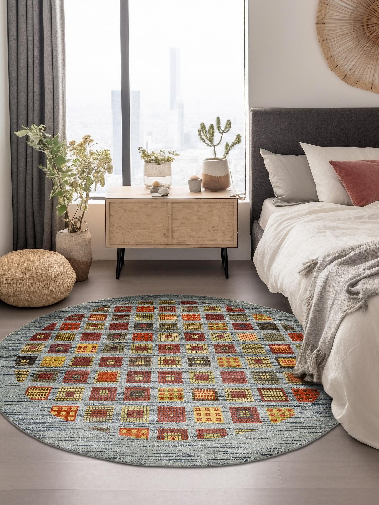 Blue 6' 1 x 6' 1 Fars Round Area Rug 100% Polypropylene Unique Traditional Carpet for Classical Living, Dining Room & Office Spaces for Sale at Rug Engine