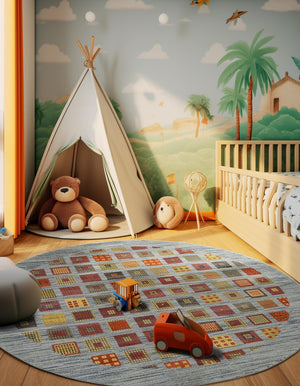 Blue 8' x 8' Fars Round Area Rug 100% Polypropylene Unique Traditional Carpet for Classical Living, Dining Room & Office Spaces for Sale at Rug Engine