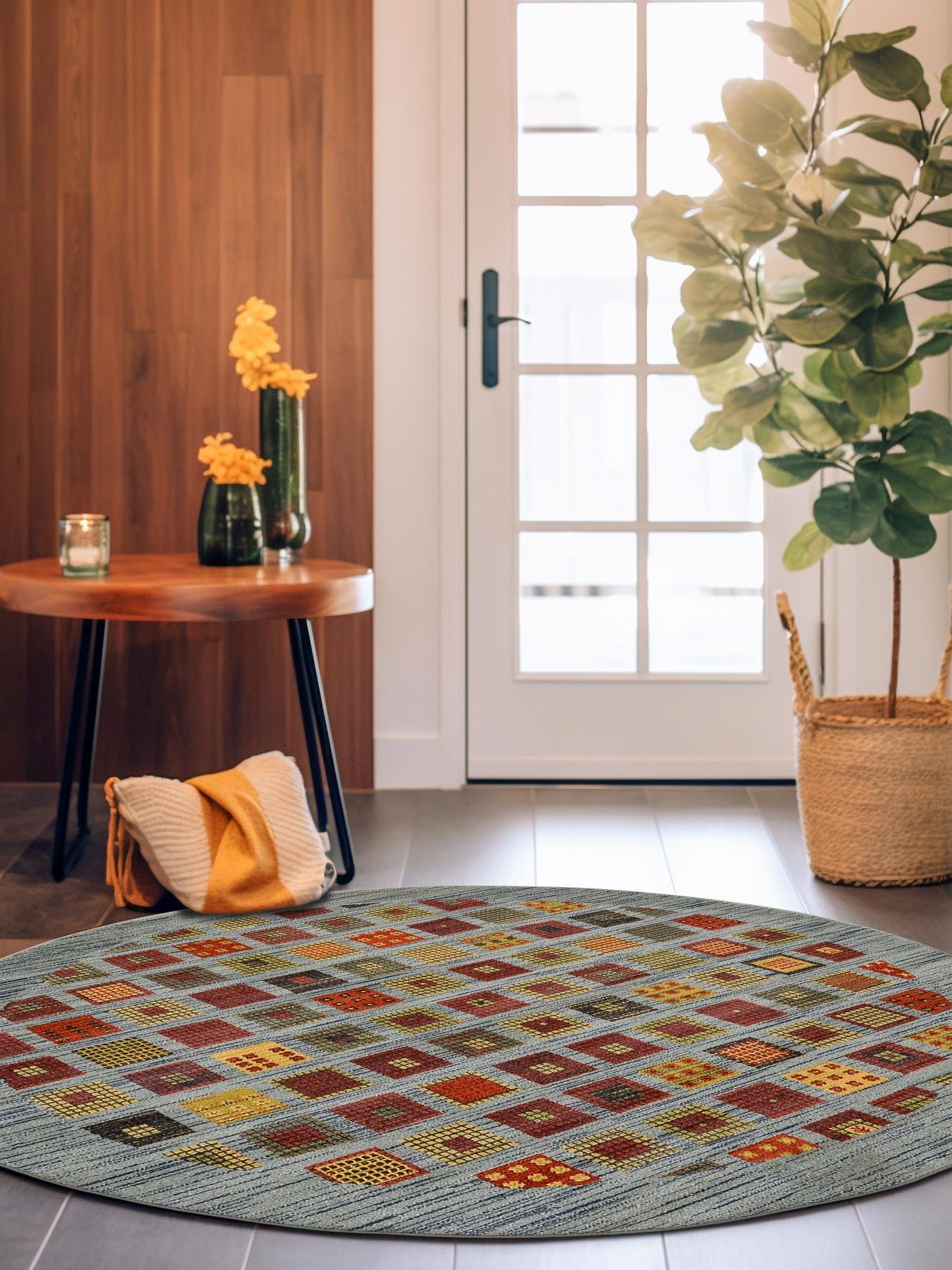 Blue 6' 1 x 6' 1 Fars Round Area Rug 100% Polypropylene Unique Traditional Carpet for Classical Living, Dining Room & Office Spaces for Sale at Rug Engine