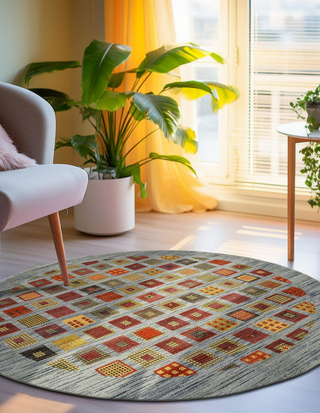Blue 8' x 8' Fars Round Area Rug 100% Polypropylene Unique Traditional Carpet for Classical Living, Dining Room & Office Spaces for Sale at Rug Engine