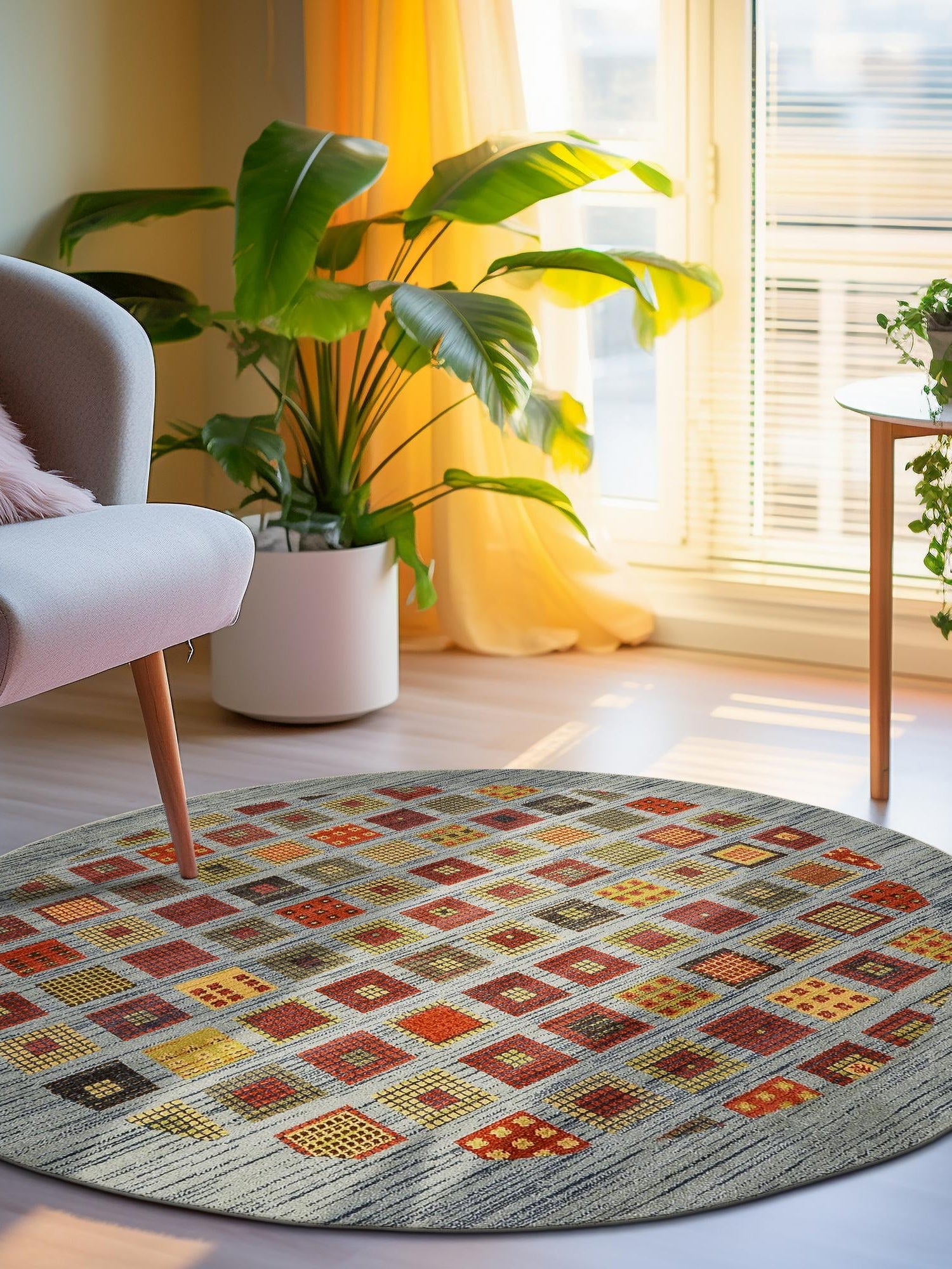 Blue 6' 1 x 6' 1 Fars Round Area Rug 100% Polypropylene Unique Traditional Carpet for Classical Living, Dining Room & Office Spaces for Sale at Rug Engine