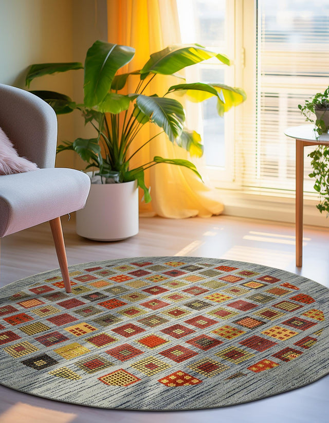 Blue 6' 1 x 6' 1 Fars Round Area Rug 100% Polypropylene Unique Traditional Carpet for Classical Living, Dining Room & Office Spaces for Sale at Rug Engine