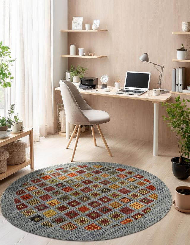 Blue 8' x 8' Fars Round Area Rug 100% Polypropylene Unique Traditional Carpet for Classical Living, Dining Room & Office Spaces for Sale at Rug Engine