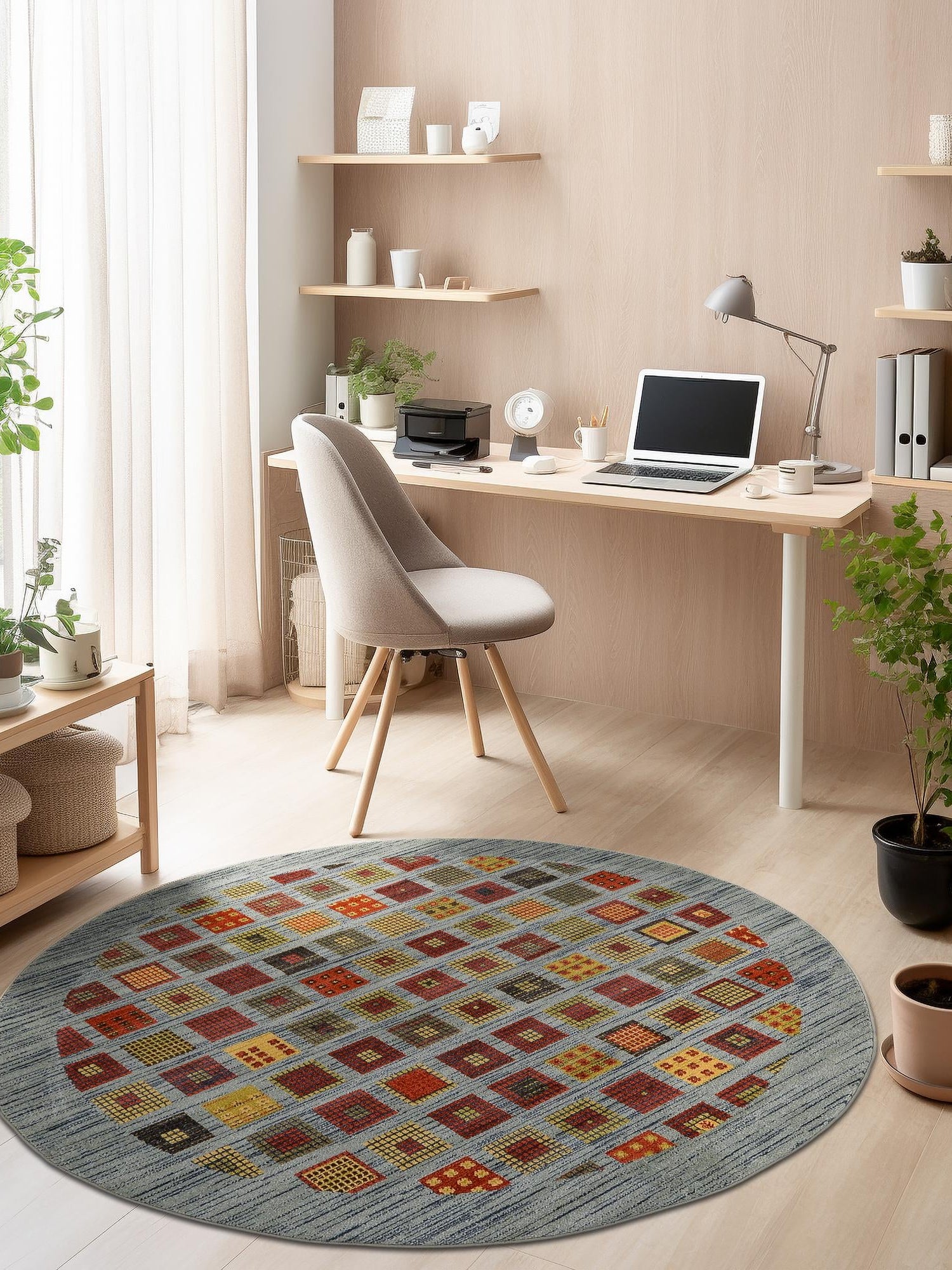 Blue 6' 1 x 6' 1 Fars Round Area Rug 100% Polypropylene Unique Traditional Carpet for Classical Living, Dining Room & Office Spaces for Sale at Rug Engine