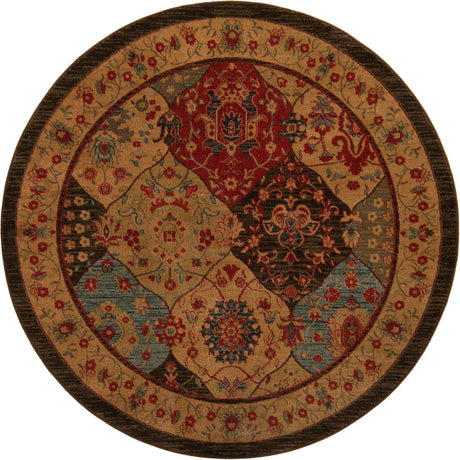 Multicolor 6' 1 x 6' 1 Edinburgh Round Area Rug 100% Polypropylene Easy Clean With Cotton Backing Traditional Classic Design Carpet for Living, Dining Room, Office for Sale at Rug Engine