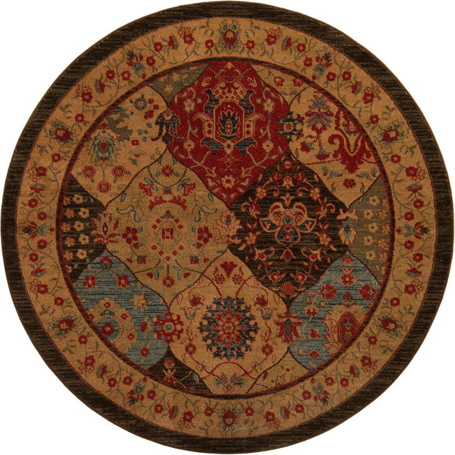 Multicolor 6' 1 x 6' 1 Edinburgh Round Area Rug 100% Polypropylene Easy Clean With Cotton Backing Traditional Classic Design Carpet for Living, Dining Room, Office for Sale at Rug Engine