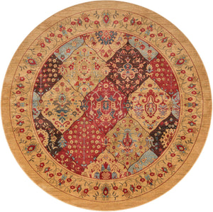 Tan 8' x 8' Edinburgh Round Area Rug 100% Polypropylene Easy Clean With Cotton Backing Traditional Classic Design Carpet for Living, Dining Room, Office for Sale at Rug Engine