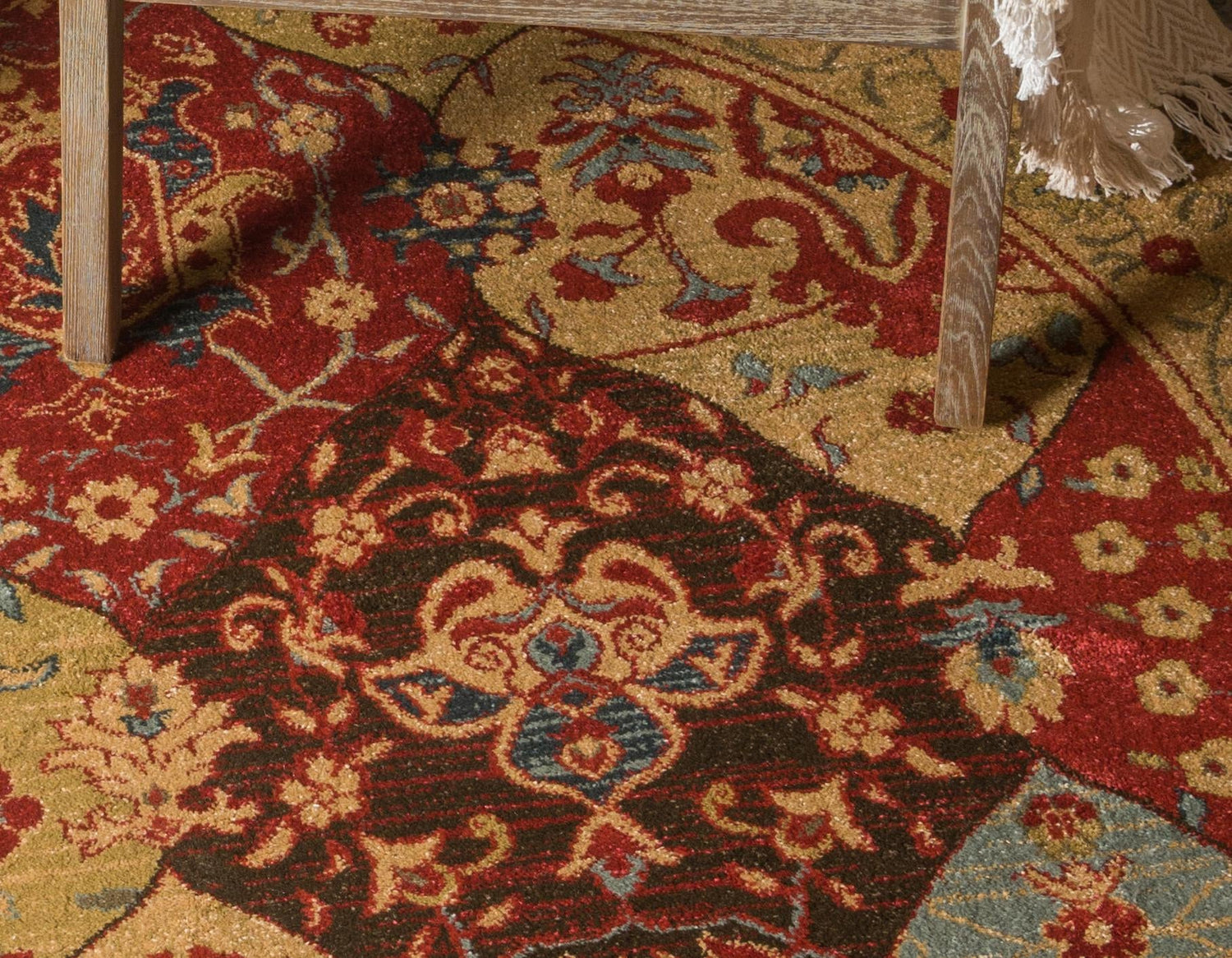 Tan 6' 1 x 6' 1 Edinburgh Round Area Rug 100% Polypropylene Easy Clean With Cotton Backing Traditional Classic Design Carpet for Living, Dining Room, Office for Sale at Rug Engine