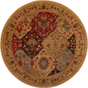 Tan 6' 1 x 6' 1 Edinburgh Round Area Rug 100% Polypropylene Easy Clean With Cotton Backing Traditional Classic Design Carpet for Living, Dining Room, Office for Sale at Rug Engine