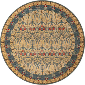 Navy Blue 8' x 8' Edinburgh Round Area Rug 100% Polypropylene Easy Clean With Cotton Backing Traditional Classic Design Carpet for Living, Dining Room, Office for Sale at Rug Engine