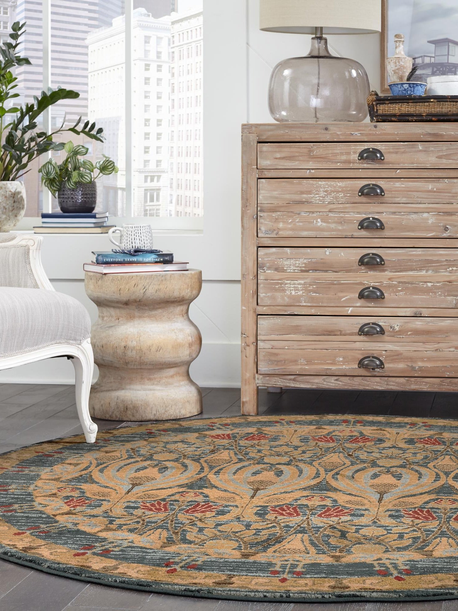 Navy Blue 3' 1 x 3' 1 Edinburgh Round Area Rug 100% Polypropylene Easy Clean With Cotton Backing Traditional Classic Design Carpet for Living, Dining Room, Office for Sale at Rug Engine