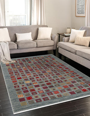 Blue 7' 1 x 10' Fars Rectangle Area Rug 100% Polypropylene Unique Traditional Carpet for Classical Living, Dining Room & Office Spaces for Sale at Rug Engine