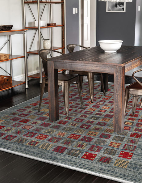 Blue 9' x 12' Fars Rectangle Area Rug 100% Polypropylene Unique Traditional Carpet for Classical Living, Dining Room & Office Spaces for Sale at Rug Engine