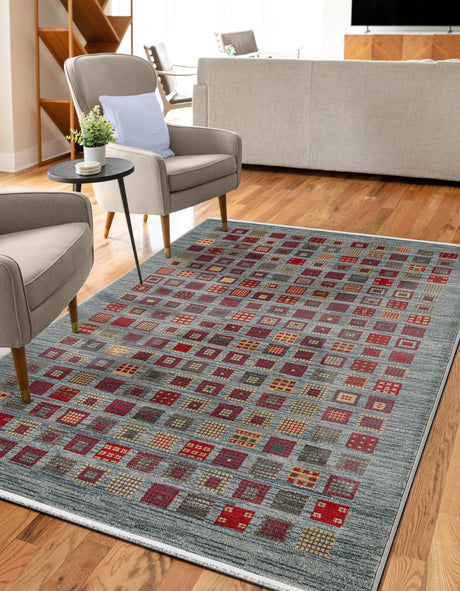 Blue 9' x 12' Fars Rectangle Area Rug 100% Polypropylene Unique Traditional Carpet for Classical Living, Dining Room & Office Spaces for Sale at Rug Engine