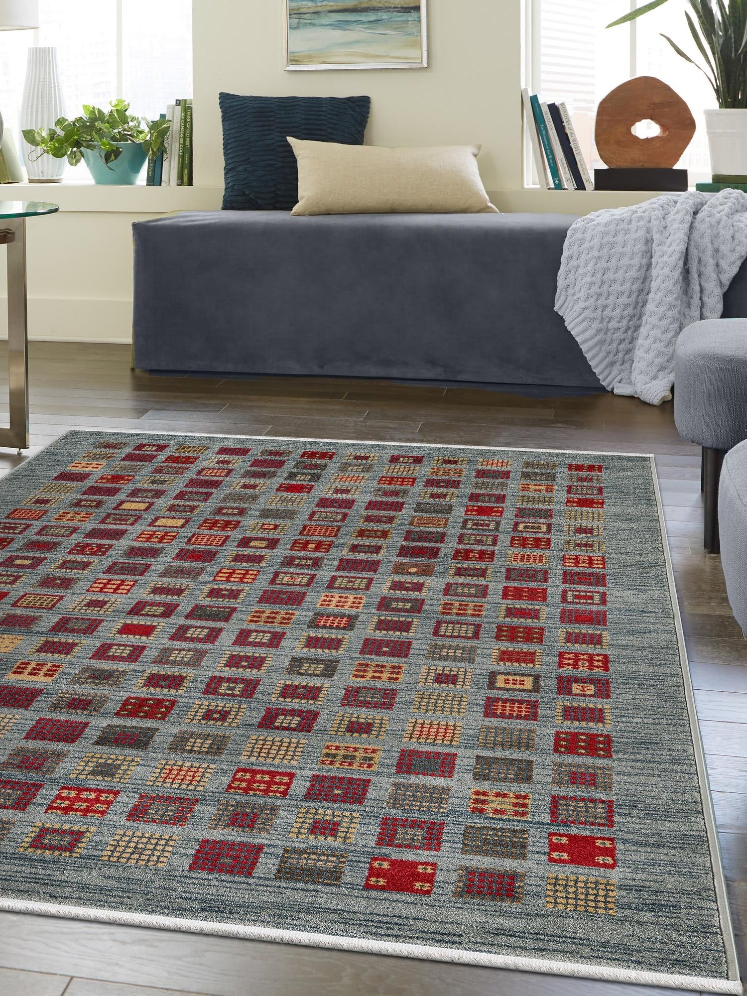 Blue 7' 1 x 10' Fars Rectangle Area Rug 100% Polypropylene Unique Traditional Carpet for Classical Living, Dining Room & Office Spaces for Sale at Rug Engine