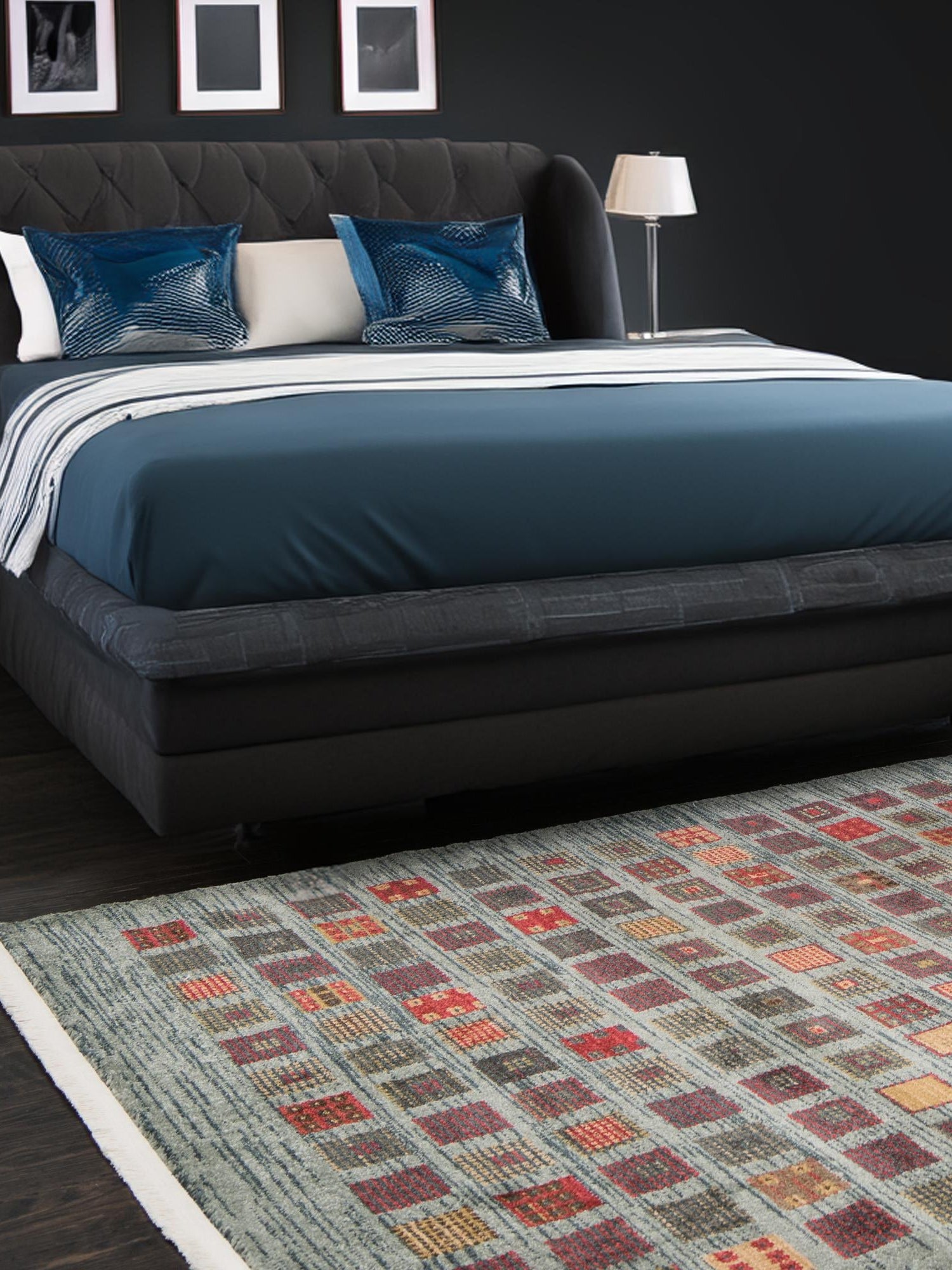 Blue 7' 1 x 10' Fars Rectangle Area Rug 100% Polypropylene Unique Traditional Carpet for Classical Living, Dining Room & Office Spaces for Sale at Rug Engine